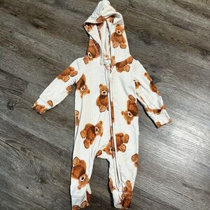 Posh Peanut 3-6 Months Freddy Teddy Hooded Romper Bambo Bear Long Sleeve